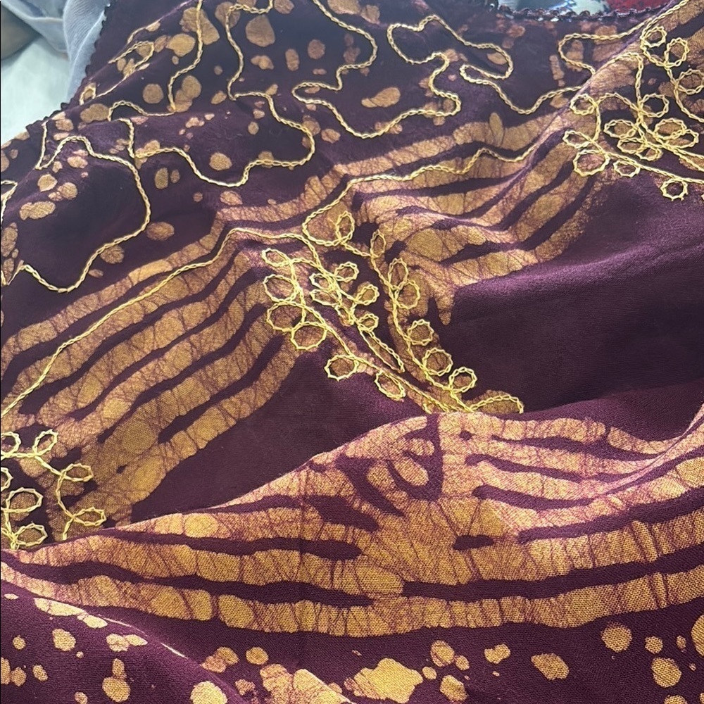 Burgundy and Gold Embroidered Dress - Picture 16 of 16